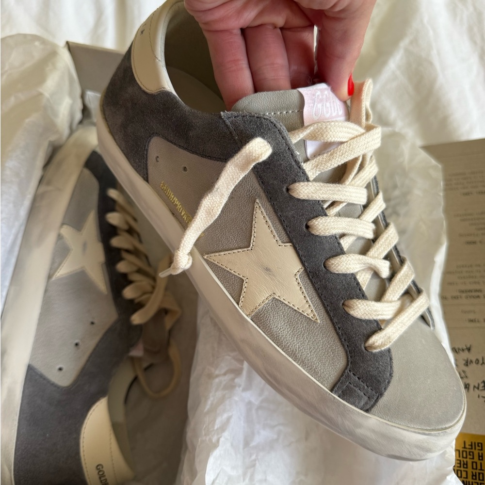 Golden Goose Gray and Cream Sneakers